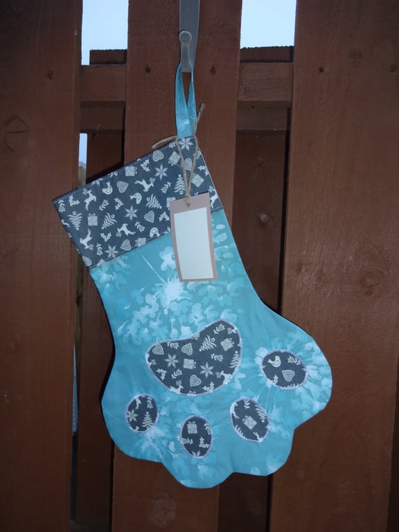 Christmas Pawprint Stocking (free postage UK)