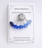 Lampwork Stitch Markers - Frosted Blue Gradient - Image 1