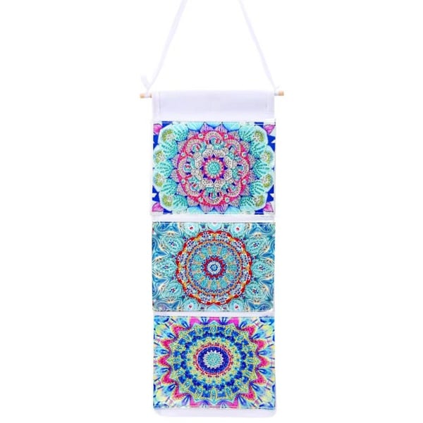 5D DIY Mosaic Blue Mandala Hanging Door Storage Bag Diamond Painting Kit Crystal