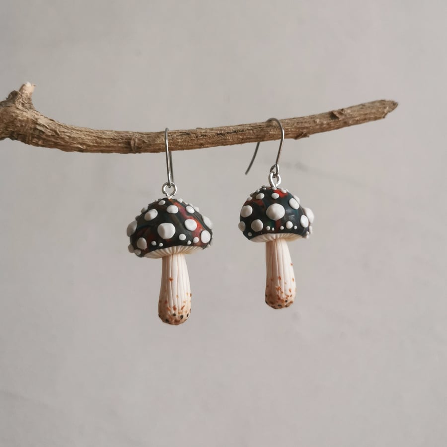 Half-Round Spotty Space Mushroom Earrings II