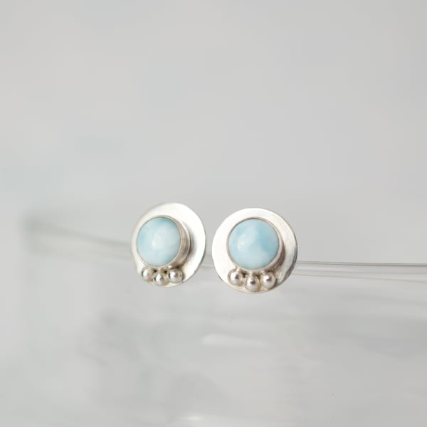 Silver earrings with Blue Larimar stone, Handmade Gift Jewellery