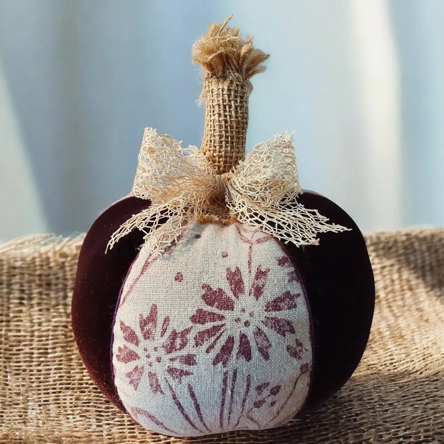 Textile art decorative orb,ball,pumpkin,sphere autumn or winter decor