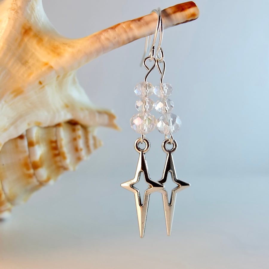 Long silver cheap sparkly earrings