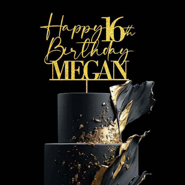 16th Birthday Cake Topper, Happy 16th Birthday Cake Topper, Custom Cake Topper