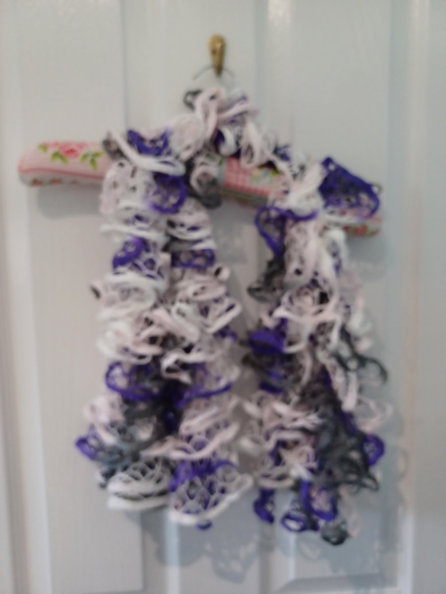 Purple, Grey and White Lacy Effect Scarf