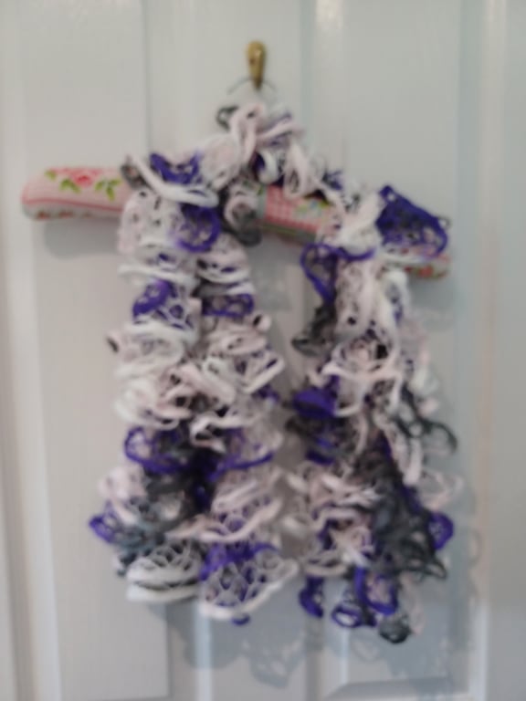 Purple, Grey and White Lacy Effect Scarf