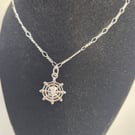 Stunning Sterling Silver Spider’s Web Pendant on a Dainty Silver Figaro Chain