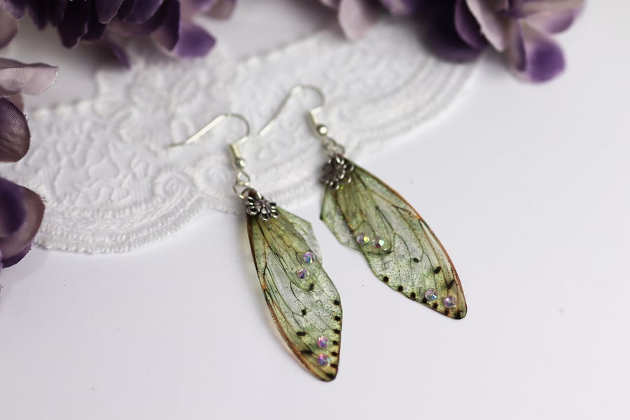 Fairy Wing Earrings - Butterfly Cicada - Natural - Fairycore - Gift - Boho