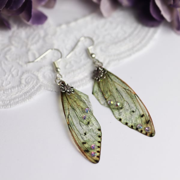 Fairy Wing Earrings - Butterfly Cicada - Natural - Fairycore - Gift - Boho