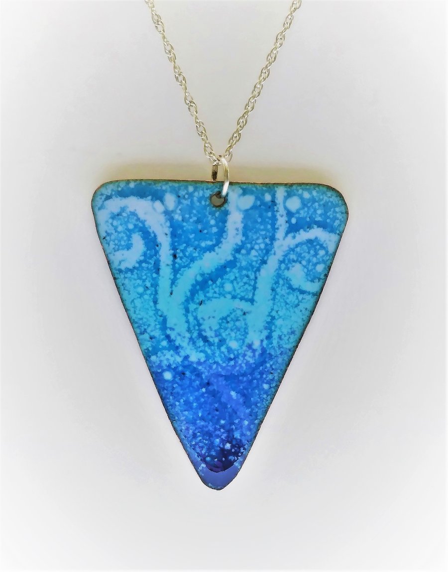 Triangular pendant enamelled on recycled copper 215