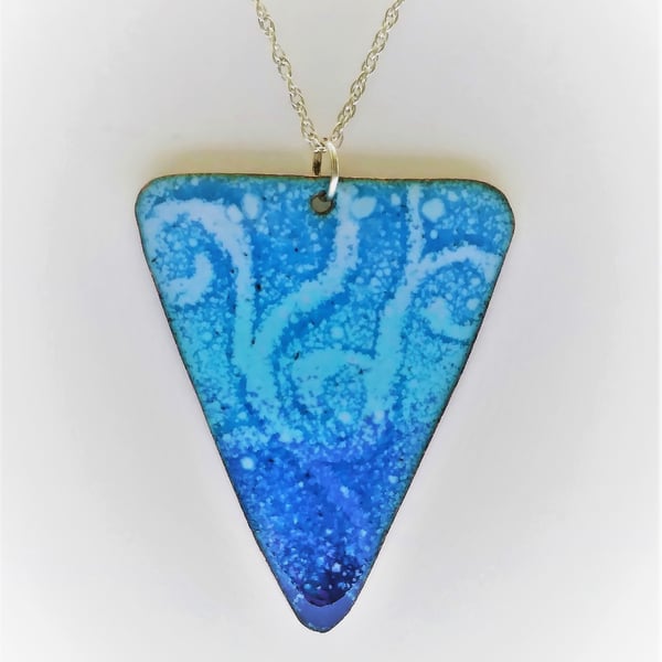 Triangular pendant enamelled on recycled copper 215