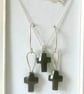Sterling Silver and Swarovski Crystal Cross Necklace and Earrings Jewelry Set
