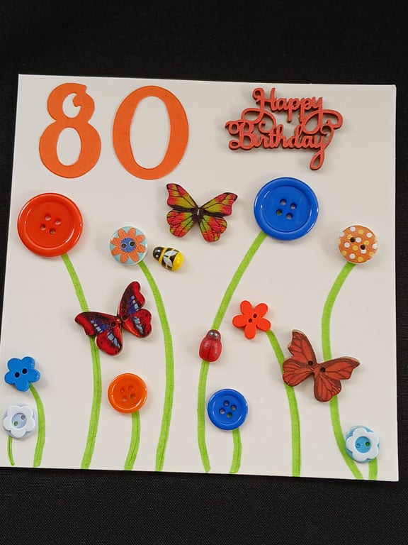 Handmade 80th birthday card 
