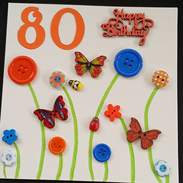 Handmade 80th birthday card 
