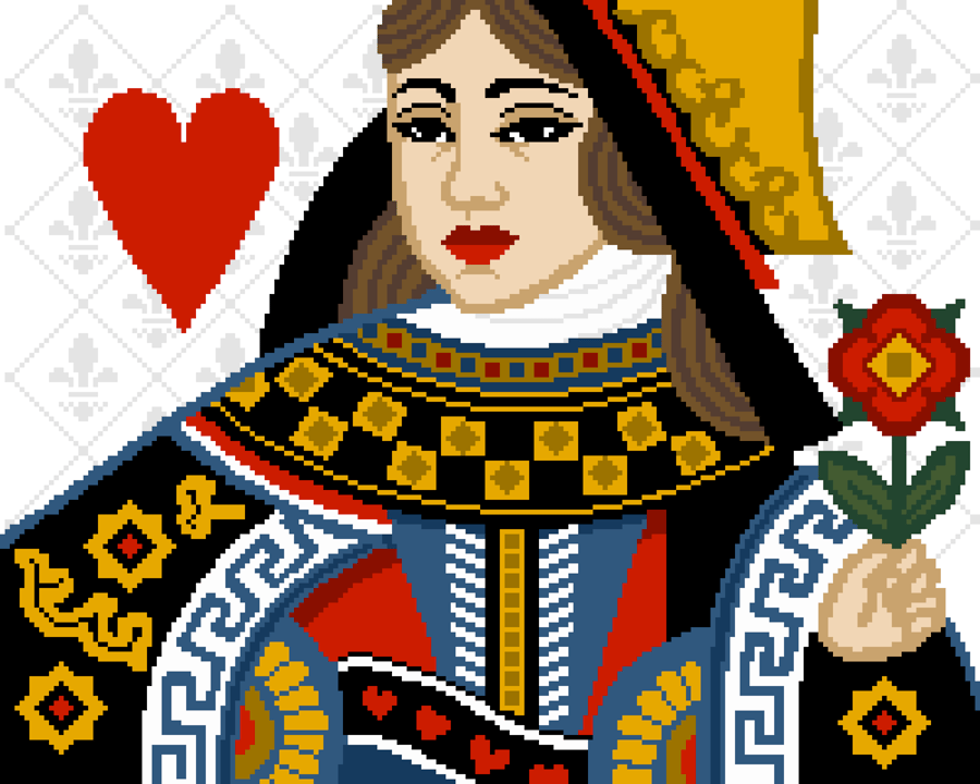 212 - Queen of Hearts Cross Stitch Pattern Alice in Wonderland (PDF Chart)