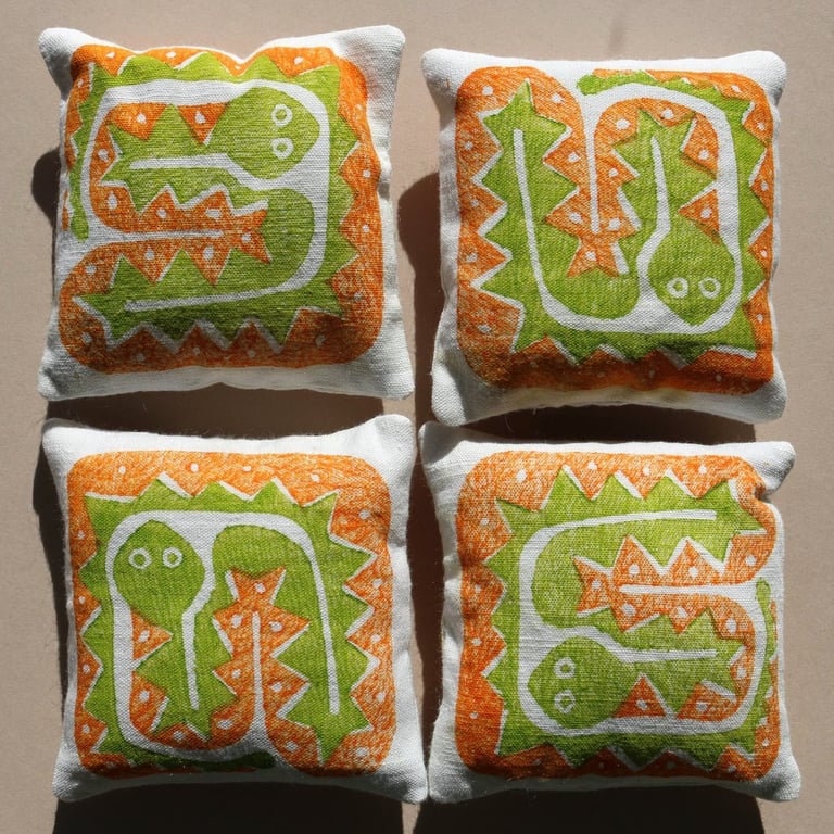 Handprinted Snake Lavender Bag