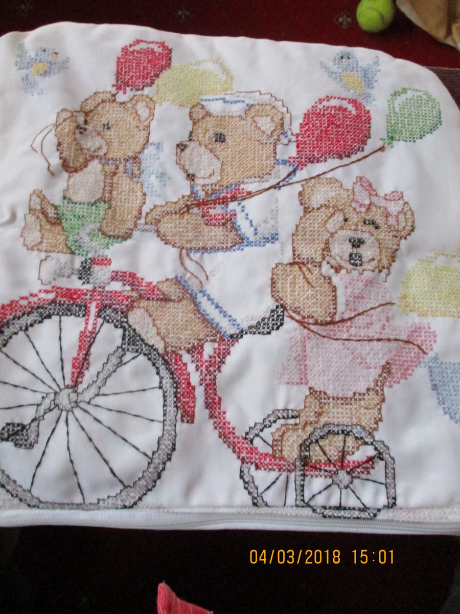 Cross Stitch Bears on a Bike
