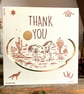 Western Wild Horse Handmade Thank You Card - Off White & Gold
