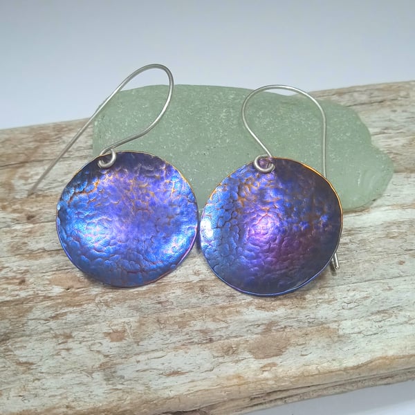  Handmade Coloured Titanium Disc Earrings - UK Free Post