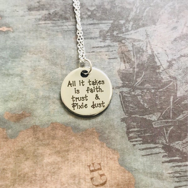 Disney Peter Pan Inspired Quote Necklace