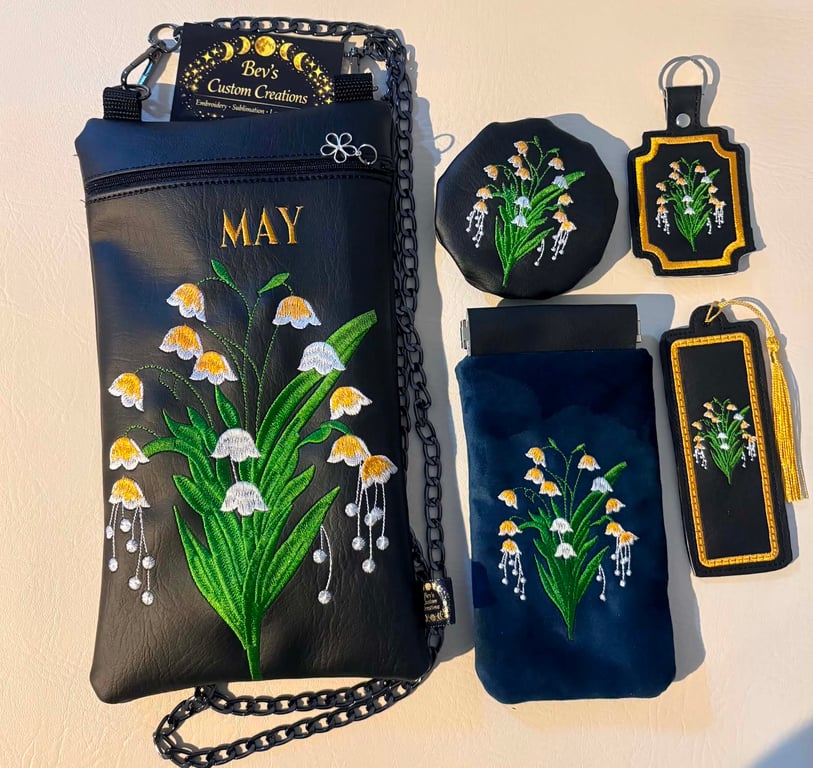May Birth Flower Gift Set - Embroidered Bundle