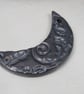 Metallic Pewter Brocade Ceramic Crescent Bib Pendant - Image 2