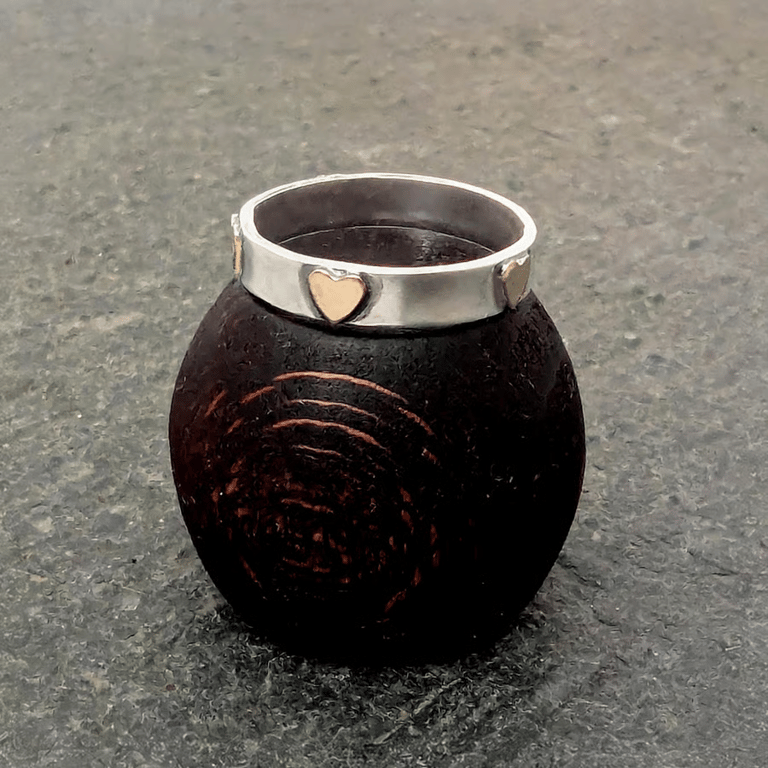 SILVER & Gold Heart ring, Handmade Urban Jewellery