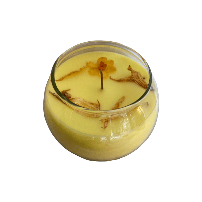 Daffodil Scented 100% Organic Yellow Soy Wax Bowl Candle