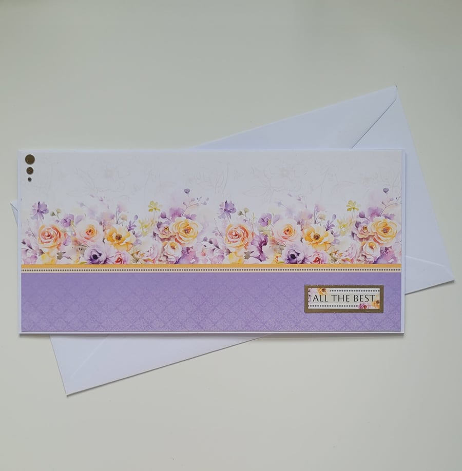 Money gift card and envelope - Lilac Floral Gift card holder, money wallet