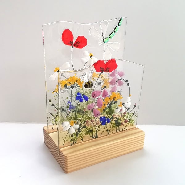 Layered floral fused glass ornament, fused glass art, birthday gift, anniversary