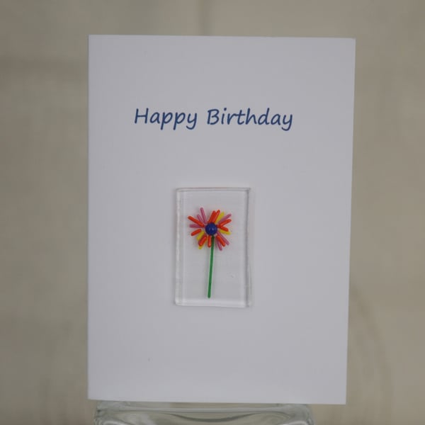Fused Glass Flower Birthday Card