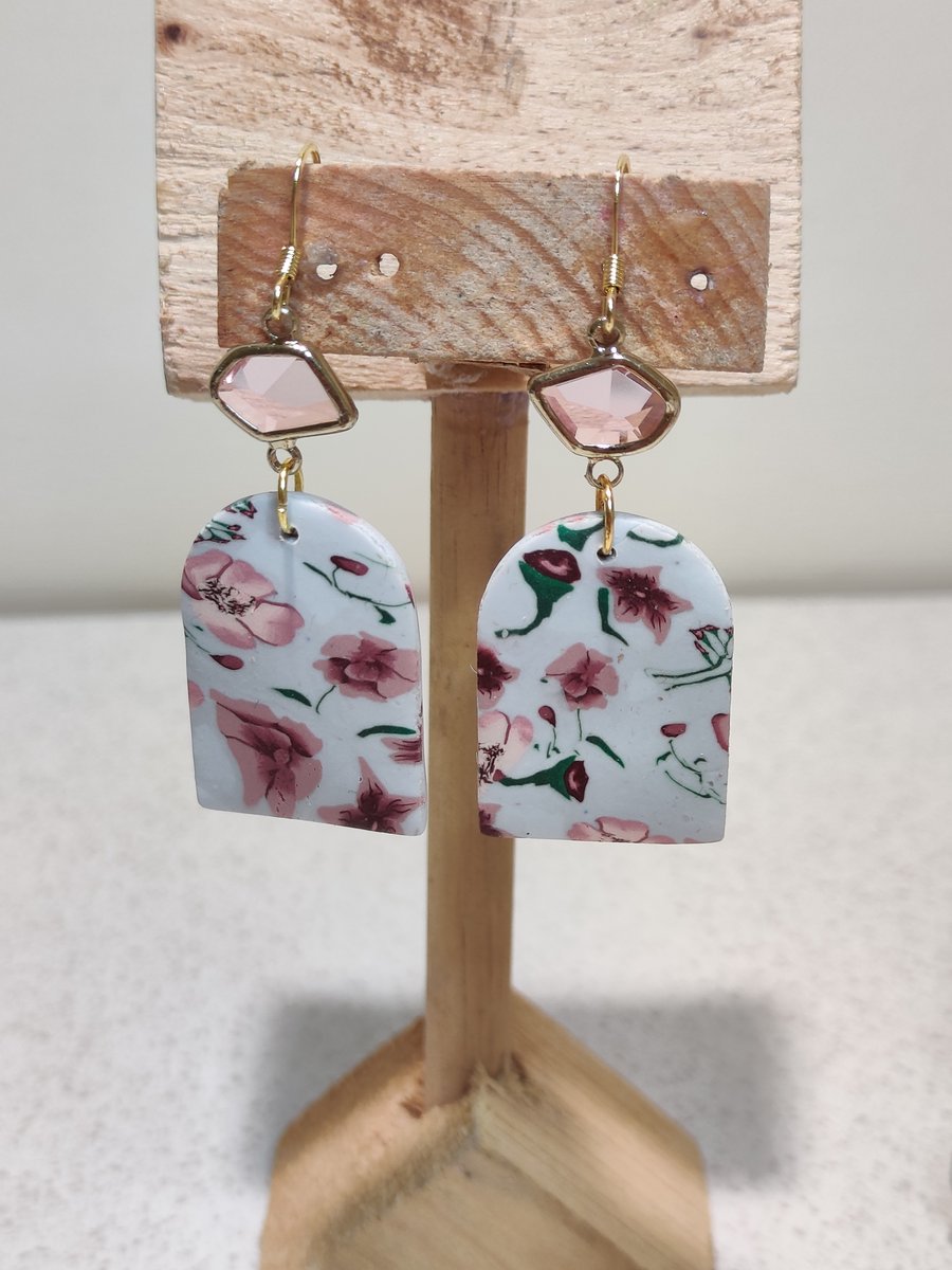 Spring floral arch gem dangle earrings 