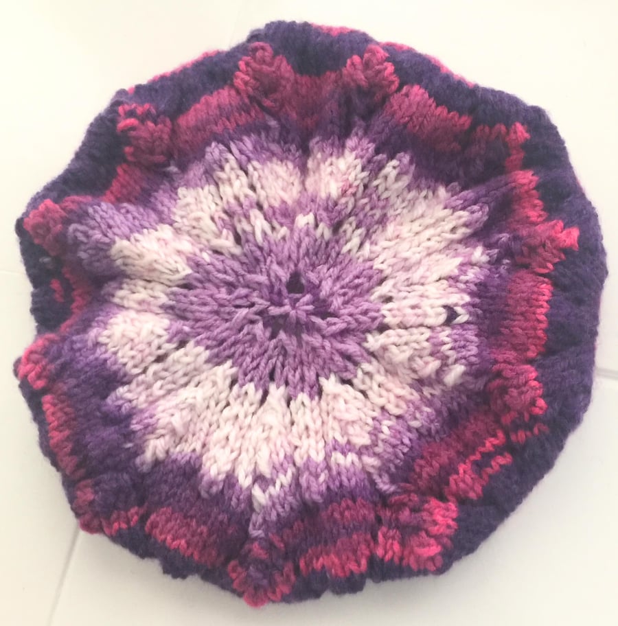 Pretty Purple and Pink Tones Beret - UK Free Post