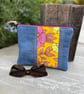 Embroidered Roundelay cotton and denim patchwork pouch one of a kind - Image 5