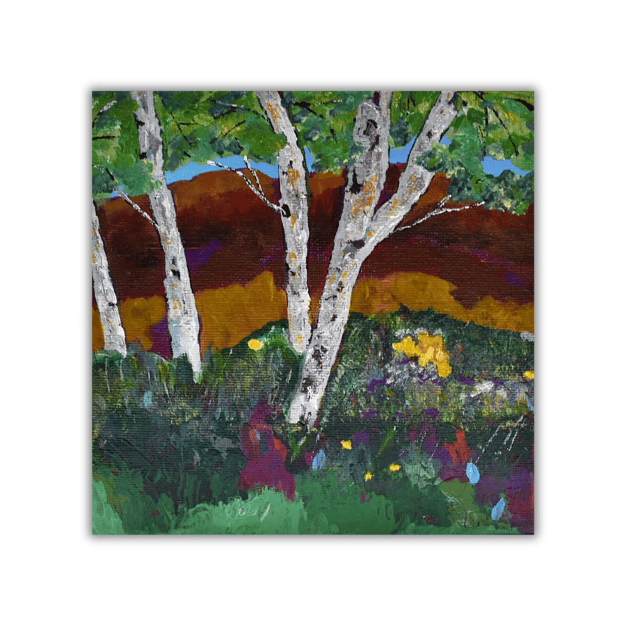 Ready to hang - trees - landscape - original acrylic painting