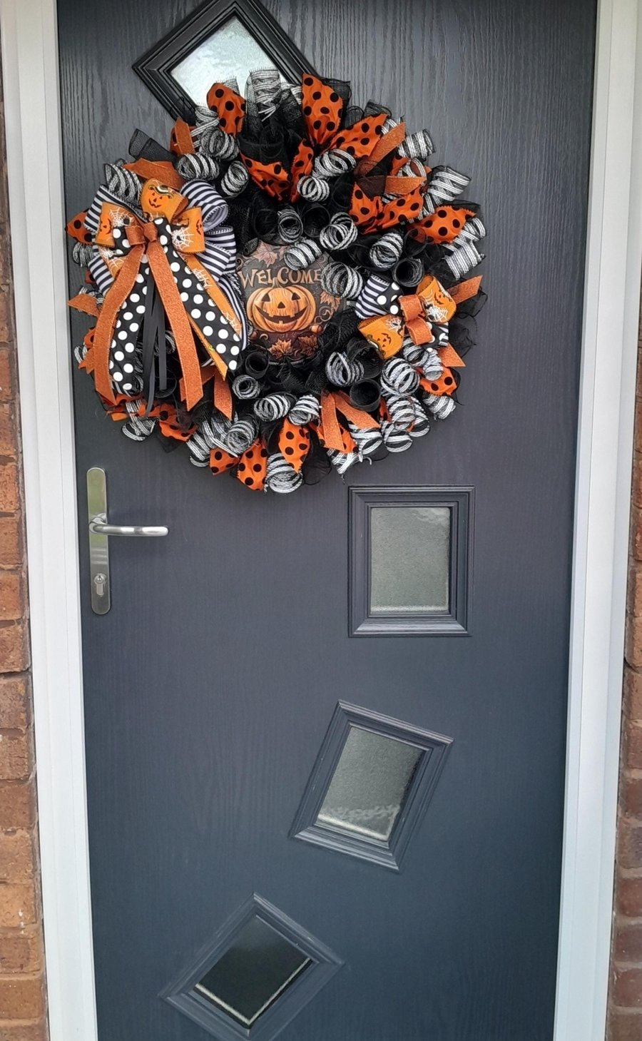 Halloween Door Wreath - Halloween Pumpkin Decomesh Wreath - Gothic Wreath - Autu