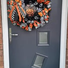 Halloween Door Wreath - Halloween Pumpkin Decomesh Wreath - Gothic Wreath - Autu
