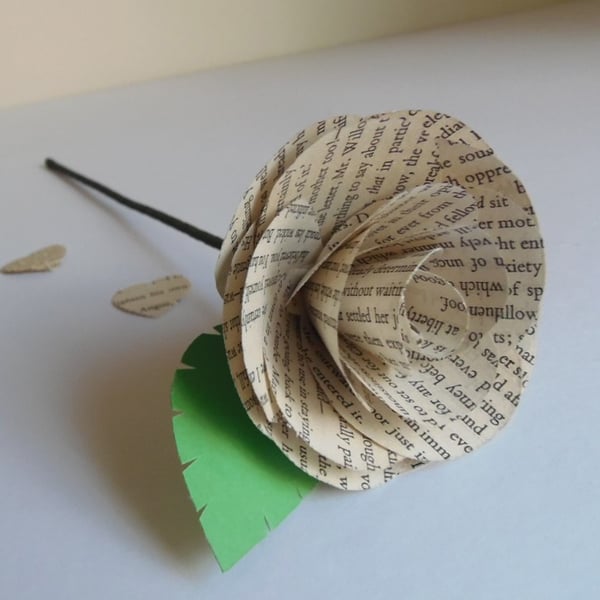 Custom Order : Single Stem Book Page Roses