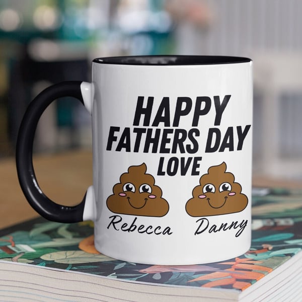 Happy Father's Day Mug Dad's Personalised Father's Day Gift Little Poo Emoji 