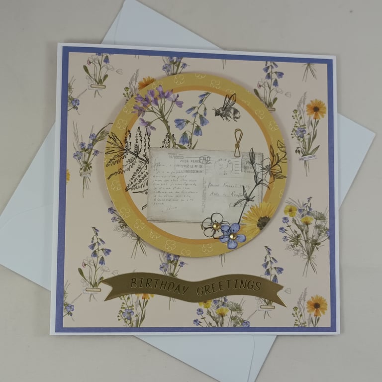 Floral birthday greetings card - Birthday Greetings