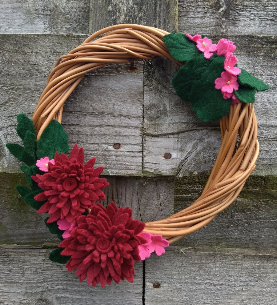 Willow wreath with flowers