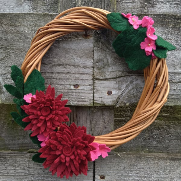 Willow wreath with flowers