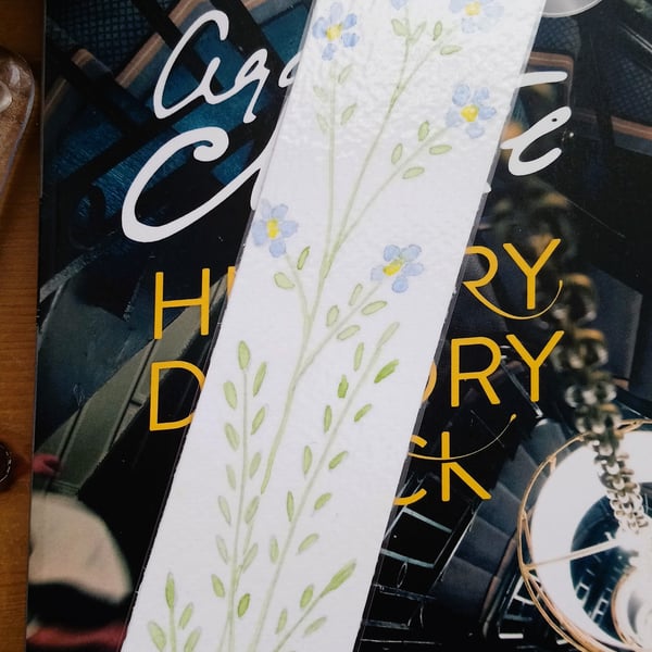 Original Hand Painted Blue Flower Bookmark