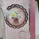 Feminine bouquet pretty hearts and stripes birthday card