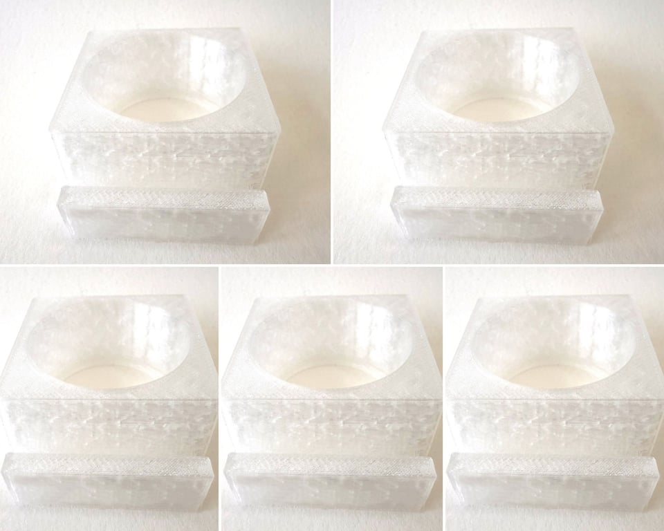 Five frosted clear tea light display stands for fused glass panels - 6.5mm slot