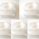 Five frosted clear tea light display stands for fused glass panels - 6.5mm slot