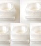 Five frosted clear tea light display stands for fused glass panels - 6.5mm slot