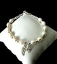 White Pearl & Sterling Silver Angel Wing Bracelet with CZ Heart – Adjustable Mem - Image 7