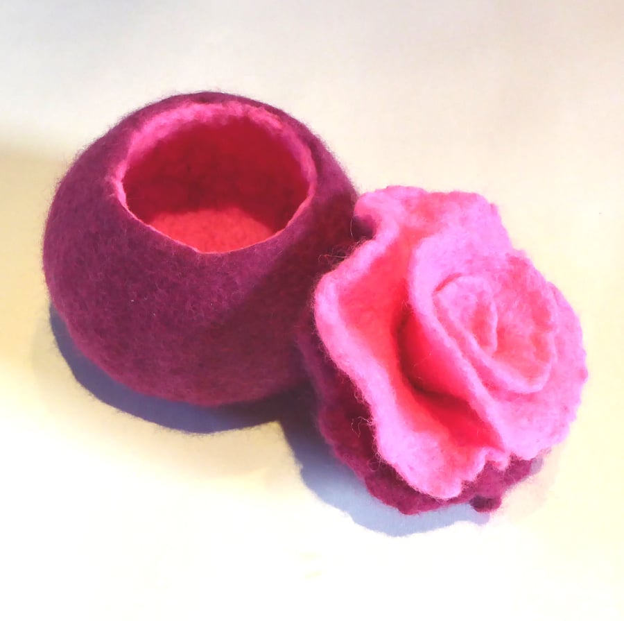 Custom-made rose-topped trinket pot - jewellery, keepsakes