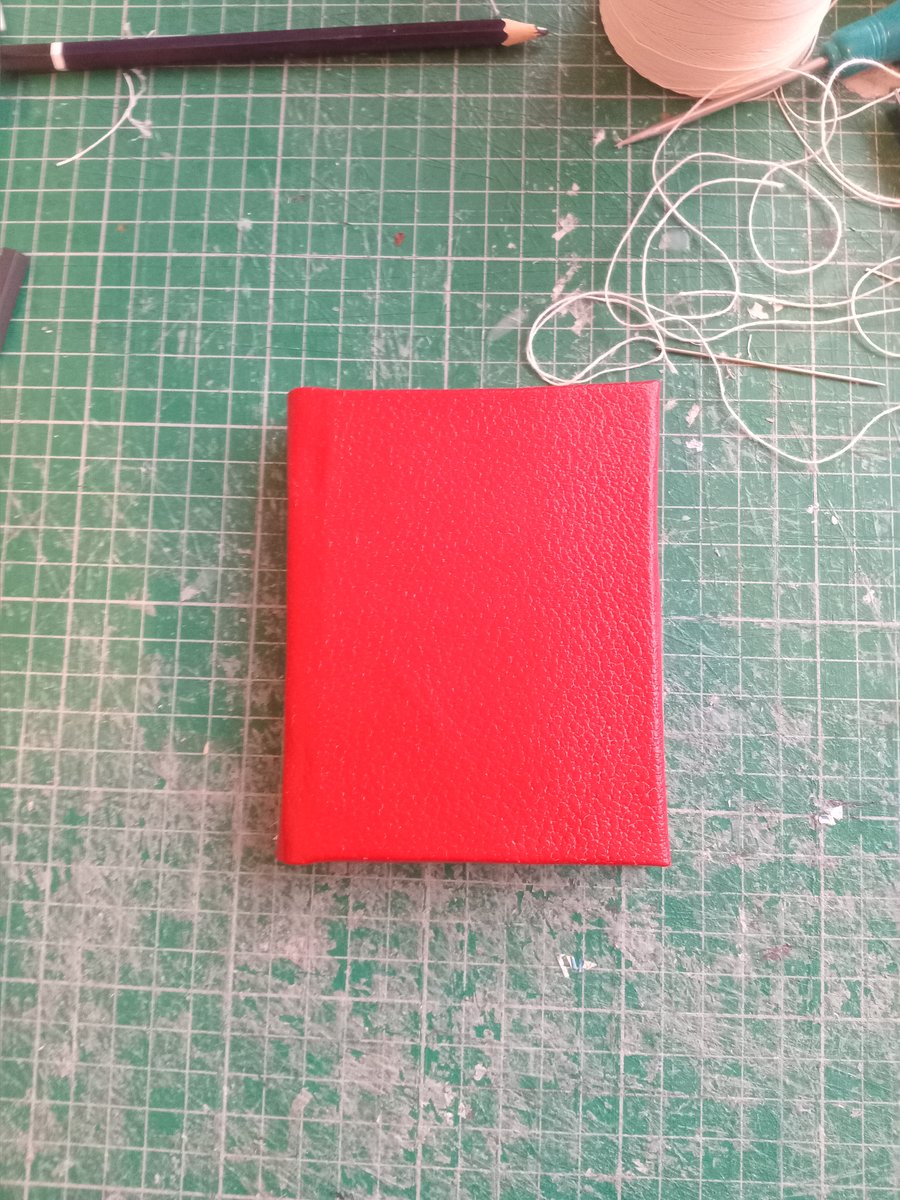 Small Notebook with Red Leather Binding, imperfectly handmade about A7 size